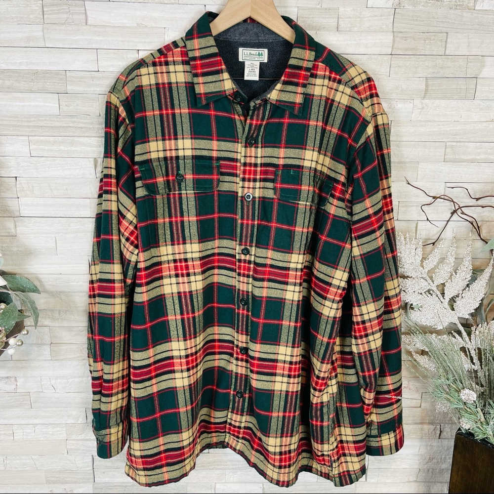 L.L. Bean EUC Men’s Fleece Lined Flannel Shirt/Jacket Size Large